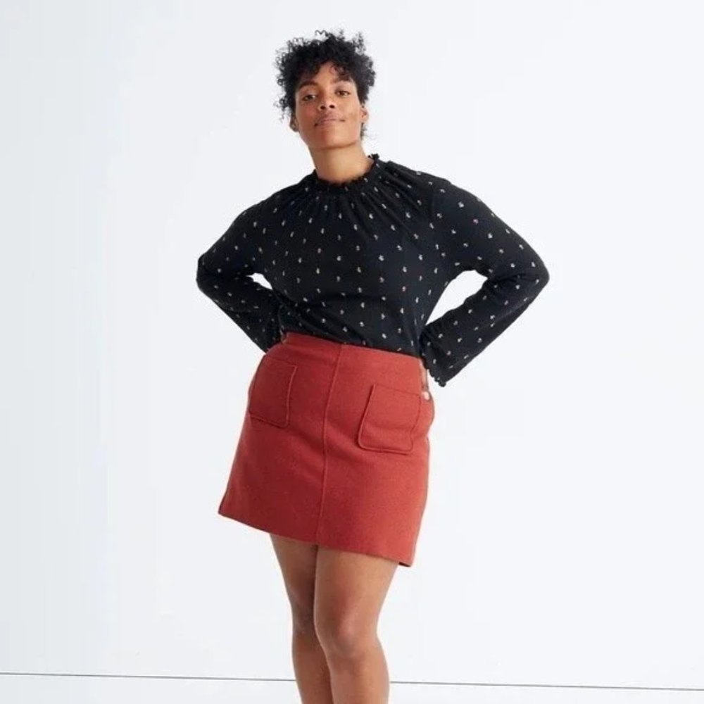 Madewell Womens Size 12 Pocket Front Wool Mini Skirt orange